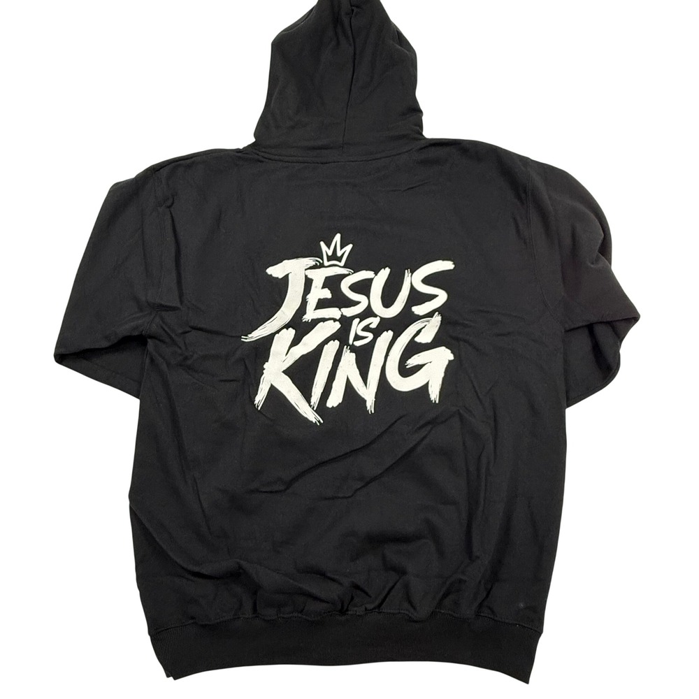 Gods Love Overcomes GLO Jesus Is King Black Hoodie XL Streetwear Pullover